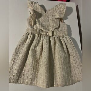 Oshkosh B’gosh Metallic Gold and Cream Bow Dress 3T